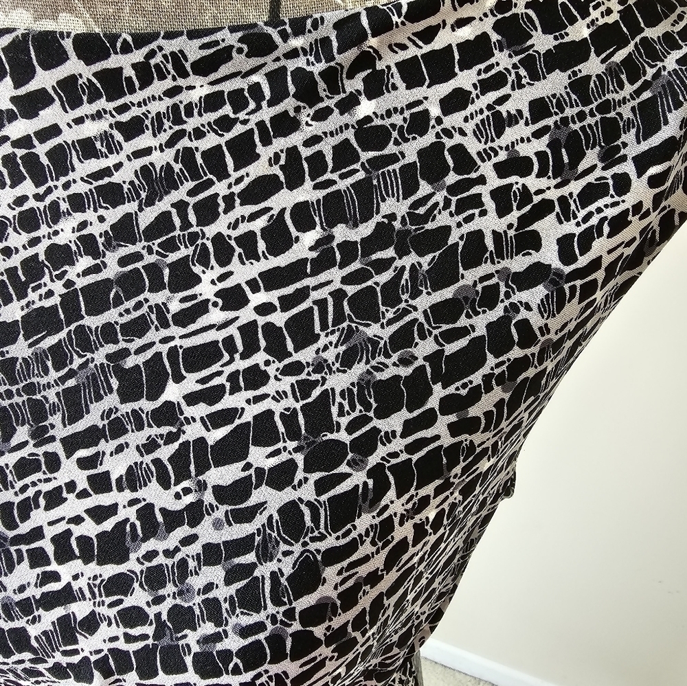 NWT Kenneth Cole side knot easy wear black & white‎ print dress Sz. L - Picture 6 of 8